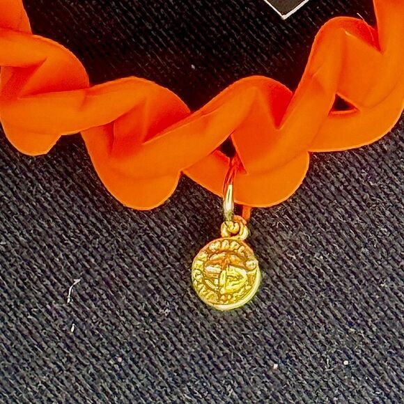 Marc By Marc Jacobs Fluora Orange Gold Turnlock Rubber Chubby Link Stretch - Picture 5 of 9